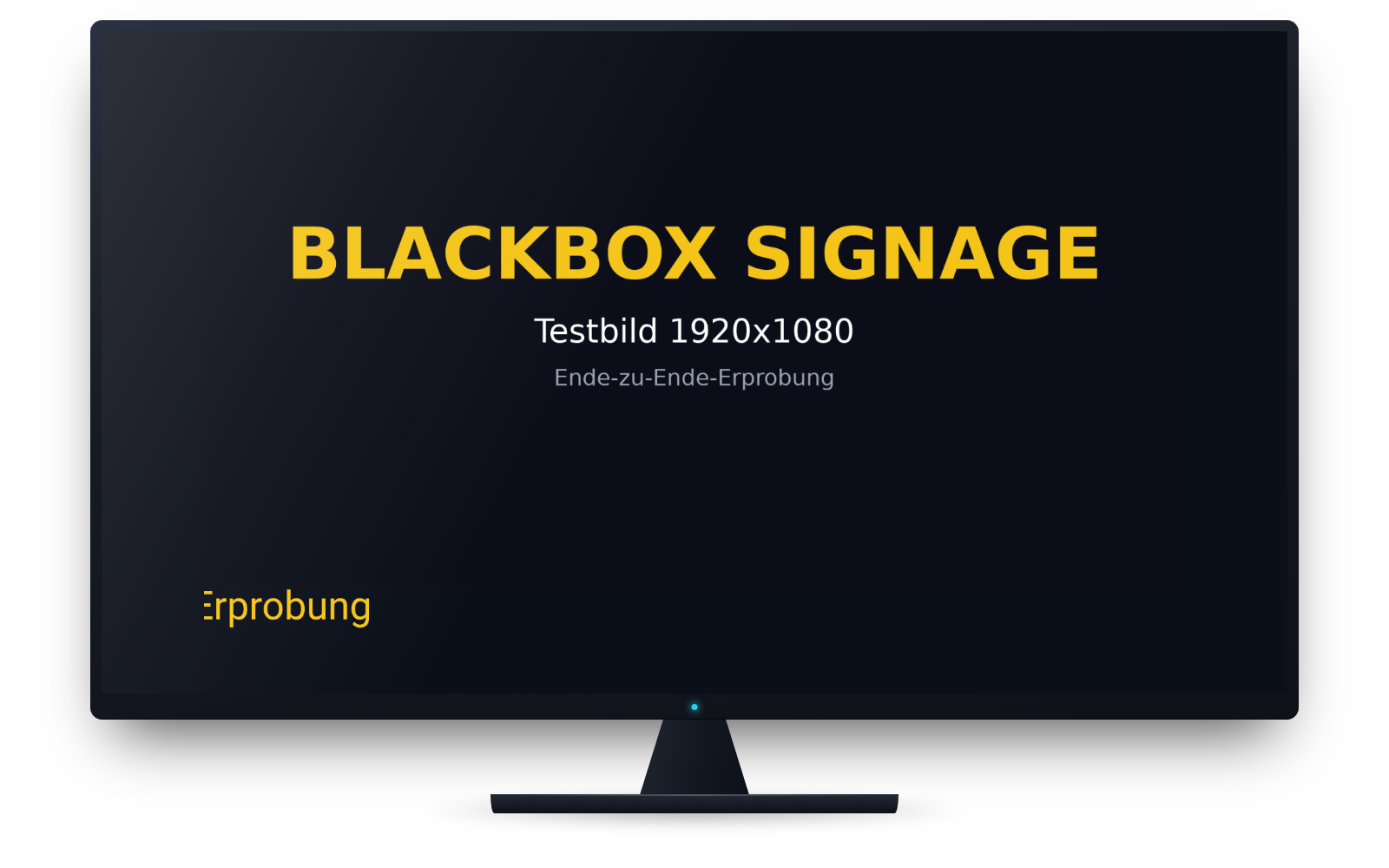 Bildschirm an einer Wand, darauf ein laufender Belegungsplan aus unserem eigenen System.